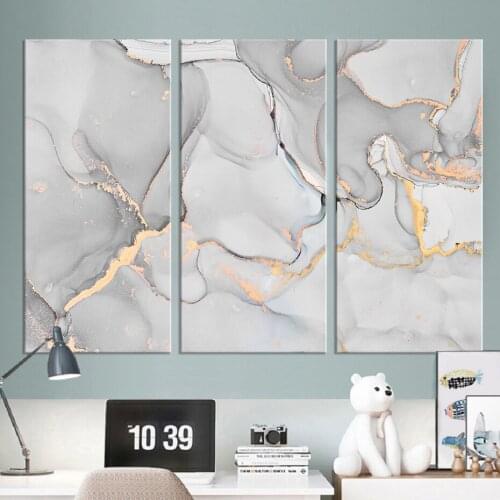 Nordic Light Grey Gold Marble Canvas Paintings Abstract Decorative Wall Art Prints Posters and Pictures for Bedroom Home Decor
