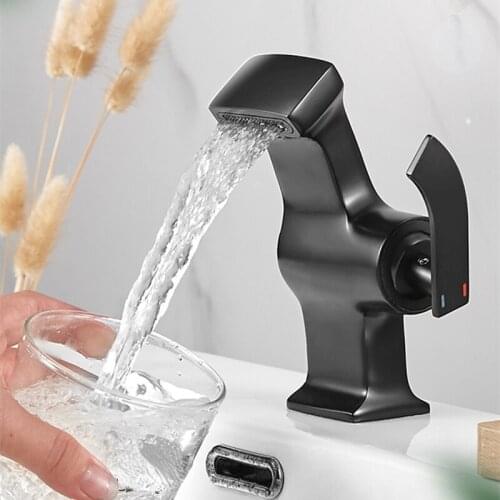 Waterfall Bathroom Faucet Bronze Sink Mixer Hot And Cold Water Black Faucet Creative Bathroom Washbasin Sink Taps New Design