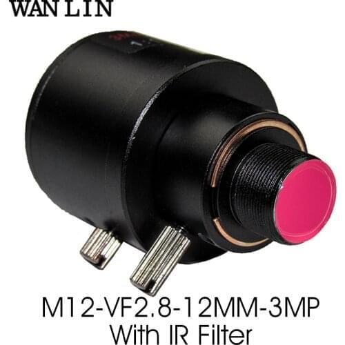 3.0Megapixel Fixed Iris M12 3MP HD 2.8-12mm Varifocal Lens with 650nm IR Filter for Action Cameras F1.4 Manual Focus Zoom