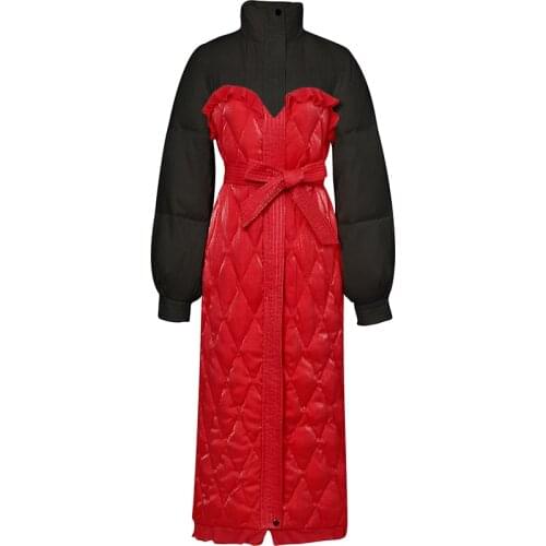 Vintage Fren ch style elegant white ducn down jacket women winter turtleneck slim stitching down coat