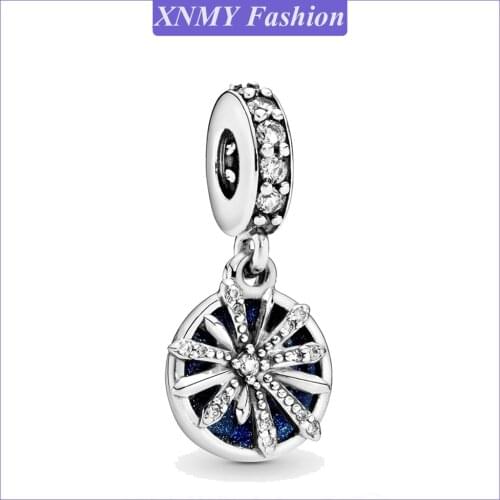 XNMY New Original Silver Color Dazzling Wishes Fireworks Dangle Charm Fit European Pandora Bracelet For Women DIY Jewelry