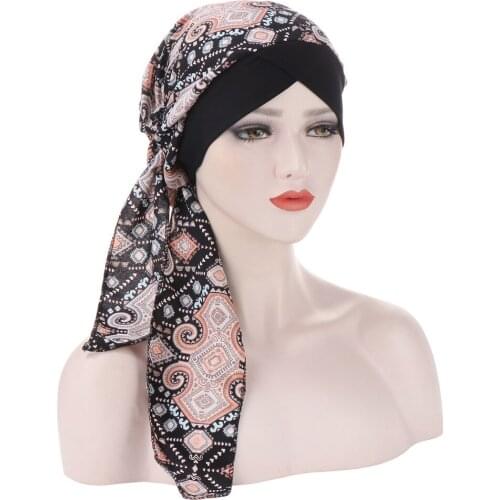 Bright Silk Plate Cloth Flower Turban Scarf Women Turban to Hide Muslim Hijabs Cap