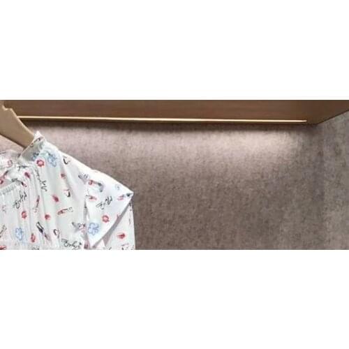 Women White Long Sleeve Short Dress Ruffled Printed Fresh Sweet Elastic Waist 2021 Early Spring New Ladies Robes