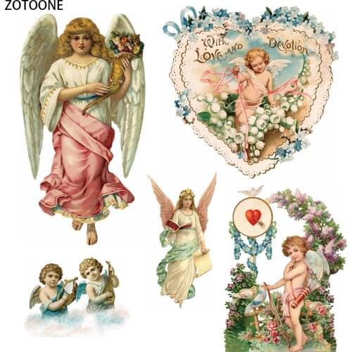 ZOTOONE Cute Angel Wings Patches Applications DIY Iron on Transfer Patches Thermo Heat on Stickers for Clothes Applique Badges E
