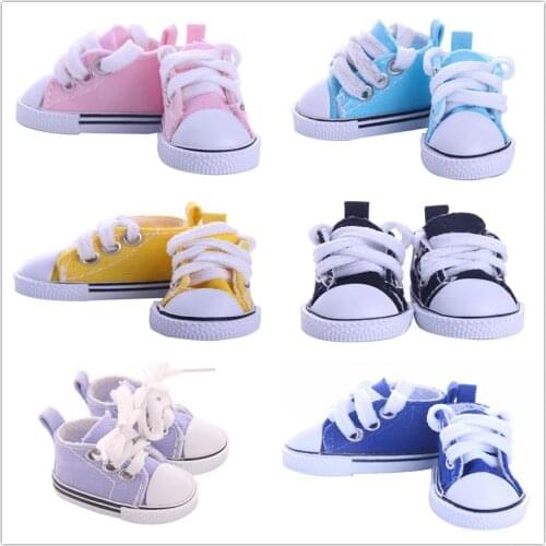 1Pair 5cm 1/6 Denim Canvas Cloth Doll Shoes for 18 inch Lovely Doll Accessories Toy