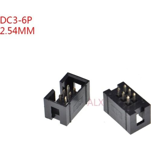 10pcs dc3-6p 2.54MM pitch JTAG ISP MALE SOCKET straight idc box headers PCB CONNECTOR DC3 DOUBLE ROW 2x3PIN 6PIN 6P HEADER