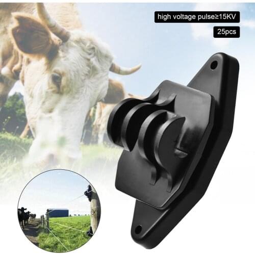 25pcs Black Electric Fence Wood Post Claw Insulators Nail on Insulator for Hi-Tensile Horse Cattle Animal Electric Fence