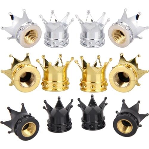 4PCS Universal Golden Crown Car Truck Bike Tire Air Valve Stem Caps MTB Outdoor Cycling Accessories
