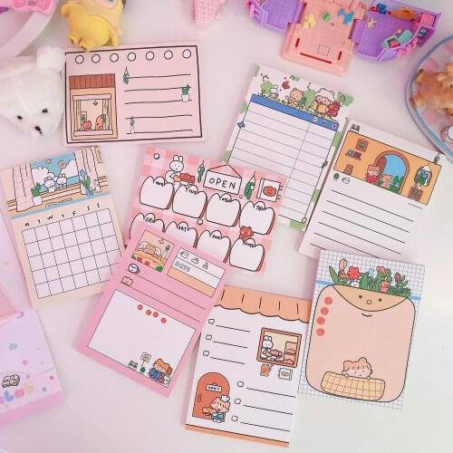 8 Designs 50 pcs Travel Fun Note Memo Pad Kawaii Stationery Notes Portable Notepad School Office Supply Papeleria