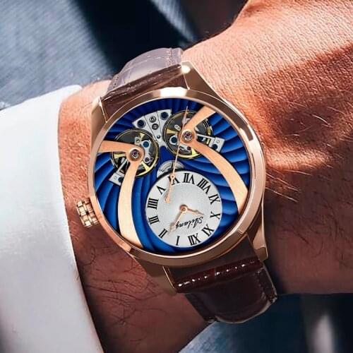 AILANG 2021 New Mens Watch Fashion Trend Sports Watch Stainless Steel Double Tourbillon Luminous Casual Fashion Watch 8821