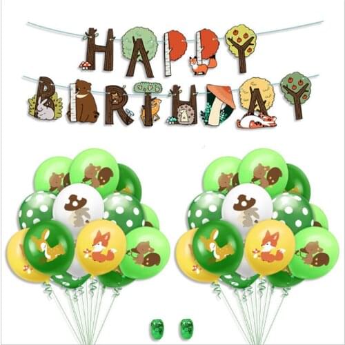Rabbit Squirrel Fox Jungle Animal Rubber Balloons Set Children 's Anniversary Birthday Party Decoration Supplies