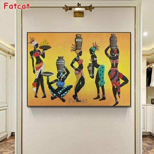 Diamond Embroidery Retro african woman Picture Rhinestones Diamond Painting Full Square round drill Cross Stitch Wall Art PP2409