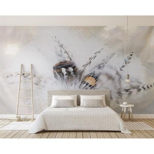 Beibehang papier peint mural 3d Feather tree soft and light silk new TV background wallpaper home decoration 3d wall sticker
