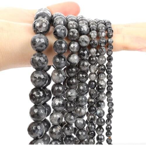 Natural Stone Beads Faceted Grey Flash Stone Loose Spacer Bead For Jewelry Making Handmade Bracelets Accessories 4/6/8/10/12MM