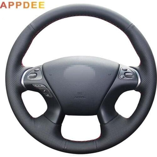 Handsewing Black Artificial Leather Steering Wheel Covers for Infiniti JX35 M35 M25 M56 Q70 QX60 Nissan Murano Pathfinder