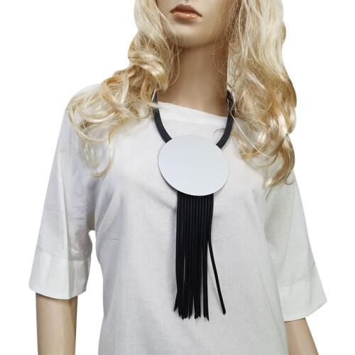 YD&YDBZ Black Leather Rope Gig Round Match Chain Necklace For Women Vintage Punk Style Rubber Tassel Short Jewelry Necklaces