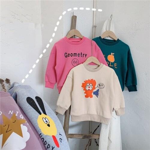 Kids Thicken Warm Hoodies Autumn Winter Fashion Boys Girls Cartoon Print Sweatshirts Casual Plus Velvet Child Baby Pullovers