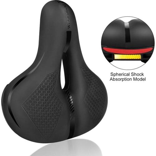 Breathable Bike Seat Big Butt Saddle Bicycle Saddle Cushion Leather Surface Seat Mountain Bicycle Shock Absorbing Hollow Cushion