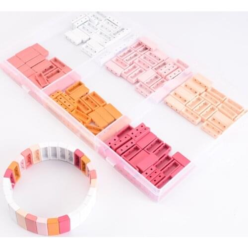 Enamel Rainbow Tile Beads for DIY Bracelet Jewelry Making Accessories for Woman Gril Gift