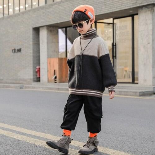 Boys Sweater Kids Outwear Tops Jackets 2021 Loose Fleece Thicken Warm Winter Autumn Costume Teenage Children Clothing