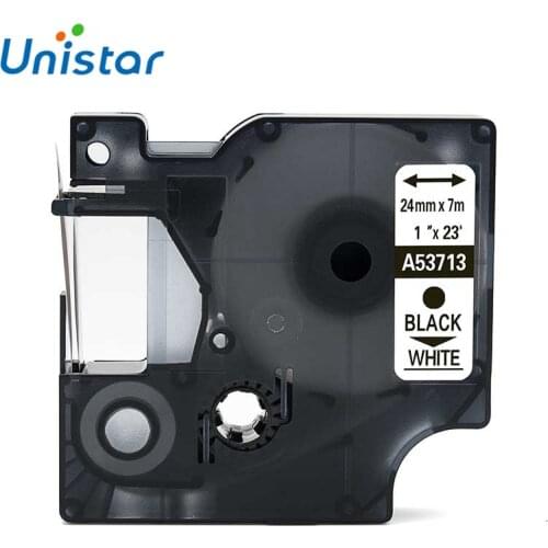 Unistar 53713 Compatible for Dymo for D1 Label Tape Black on White Labeling Cassette 1 Inch X 23Feet Cartridges 24mm Combo Set