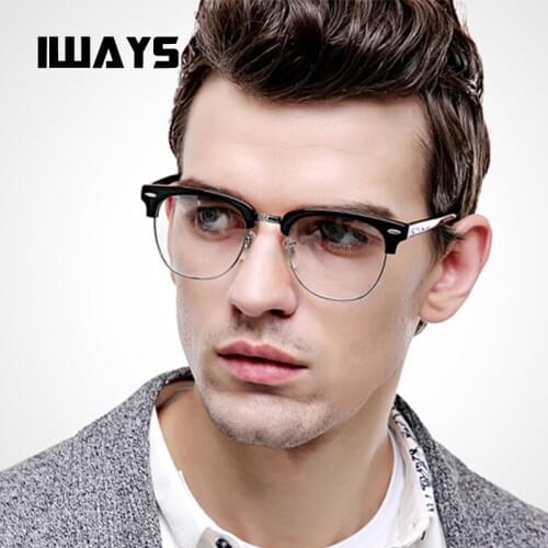 Iways Metal Classic Glasses Frame man and women Brand Design Retro Traditional Glasses Black Leopard Pattern Fashion