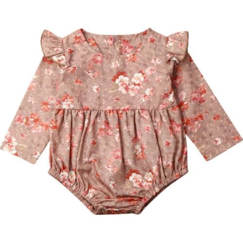 Newborn Baby Girls Clothes Flower Romper Jumpsuit Outfit Cute Autumn Long Sleeve Baby Girl Clothing Rompers