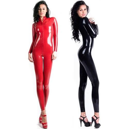 Wet Look PVC Faux Leather Latex Catsuit for Women Plus Size Sexy Open Crotch Jumpsuits Bodysuit Erotic Lingerie Nightclub Wear