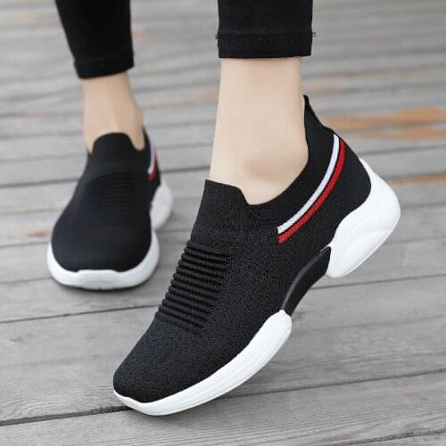 Women Shoes Summer Women Sneakers Shoes Flat Slip On Platform Sneakers For Women Black Breathable Sock Sneakers Lady Sport Shoes