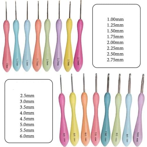 8Pcs Crochet Hooks Knitting Needles Set Plastic Handle Alumina Embroidery Punch Needle Sewing Accessories DIY Hand-Made Tool