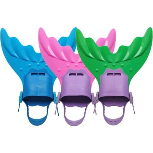 Kids Swim Fins, Mermaid Fishtail Shape Flippers Swimming Webs for Boys Girls, Blue/Green/Rose Red