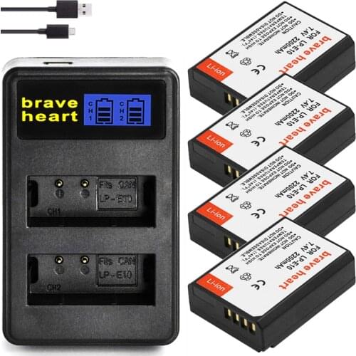 LP E10 LPE10 LP-E10 Battery and Charger for Canon EOS 1100D 1200D 1300D Kiss X50 X70 X80 Rebel T3 Batteries