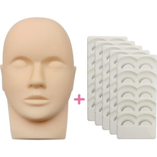 Eye Facial Make-up Practice Training Lashes for Eyelash Extensions Mannequin Head Flat with Practice Lashes