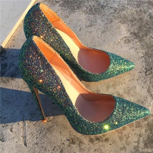Fashion free shipping Wedding Multi Glitter sequined Poined Toe Stiletto high heel shoe pump HIGH-HEELED SHOE dress shoes