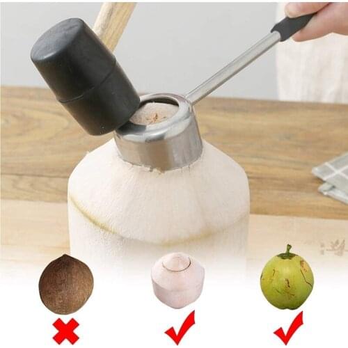 Hot Coconut Opener Tool Set Coco Opener for Coconut Shell Puncher Knife with Rubber Hammer Straws Brush Silicone Mat