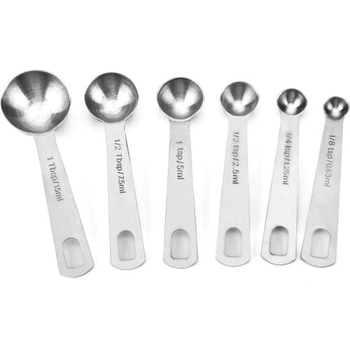 Stainless Steel Measuring Spoon Set Baking Tool with Scale 6 Pieces Set of Spoon Soup Spoon Mould Kitchen Tool Measuring Cups