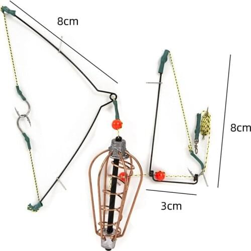 Outdoor Fishing Bait Cage Fish Bait Lure Copper Trap Basket Feeder Holder With Hooks Fishing Tackle Tools