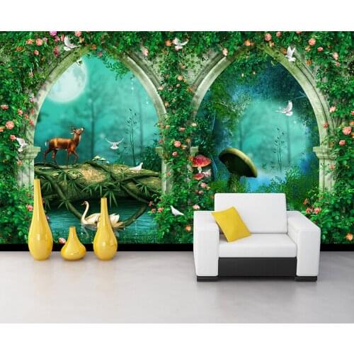 Bacaz Custom Any Size 3D Wall Murals Wallpaper Retro Floral Wall Painting Living Room Bedroom Home Elk Mural Wallpaper Flower