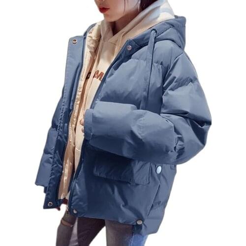 New Winter Clothes Womens Cotton Coat Short Hooded Zipper Loose Student Cotton Clothes Ladies Outerwear Small Padded Jacket