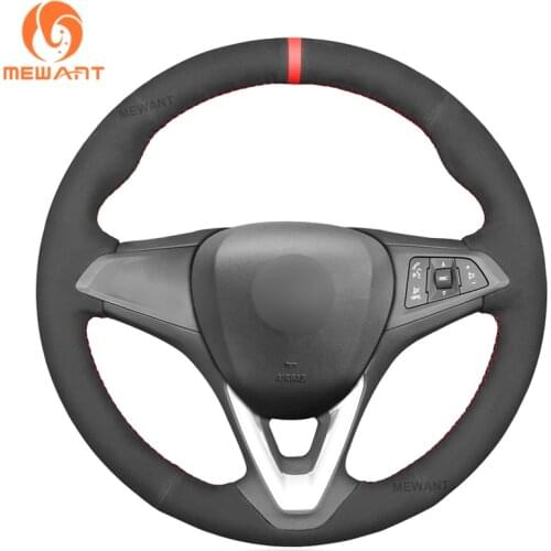 MEWANT Black Suede Steering Wheel Covers Braid for Opel Astra K Corsa E Crossland X Grandland X Insignia CT B Karl Zafira Viva