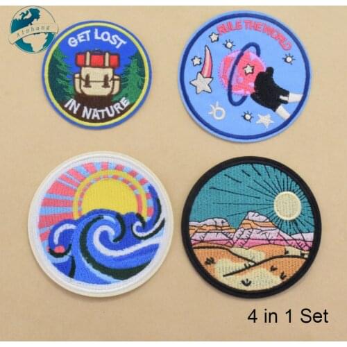 4 pattern Iron On Patches Ironing insignia diy appliques set embroidery badge clothing cloth sticker diy sewing Accessories#4023
