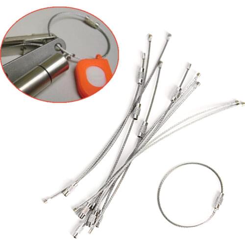 EDC Hang Wire Chain Tag Screw Luggage Rope Keyring Loop Circle Bushcraft Kit Lock Gadget Ring Keychain Tool Cable Key Steel