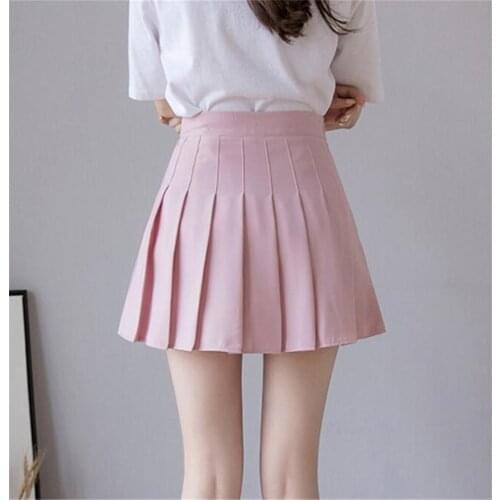 Sexy Women Pleated Skirt Summer High Waist A Line Ladies Pink Mini Skirt Korean Zipper Preppy Style Girls Dance Skirt 2020