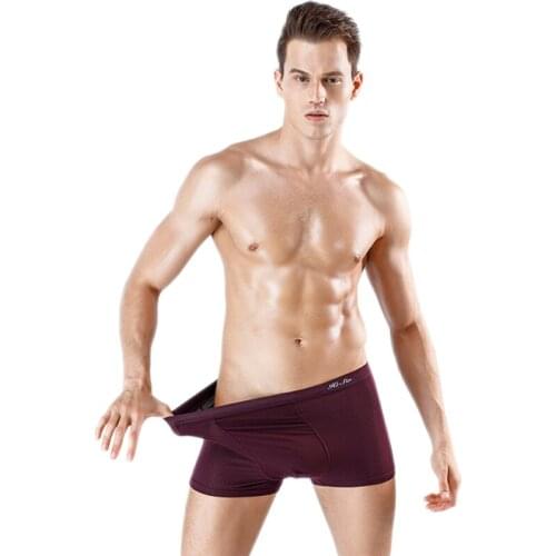 Mens Underwear Bamboo Fiber Elastic Breathable Boxers Fitness Sports Screw Boxer Shorts Mens Panties Underpants Cuecas Homme