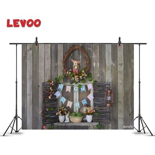 LEVOO Photography Backdrop Easter Baby Shower Eggs Rabbits Wood Background Photographic Photophone Photo Studio Shoot Prop Vinyl