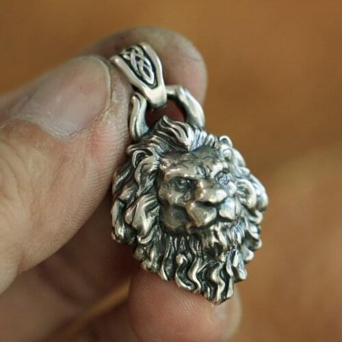 High Details King of Lion 925 Sterling Silver Pendant Mens Biker Pendant Only TA112