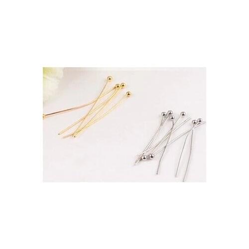 500pcs/lot , 50mm long 0.5mm ball head pins in silver or golden plated clasps & hooks for crystal jewelry findings