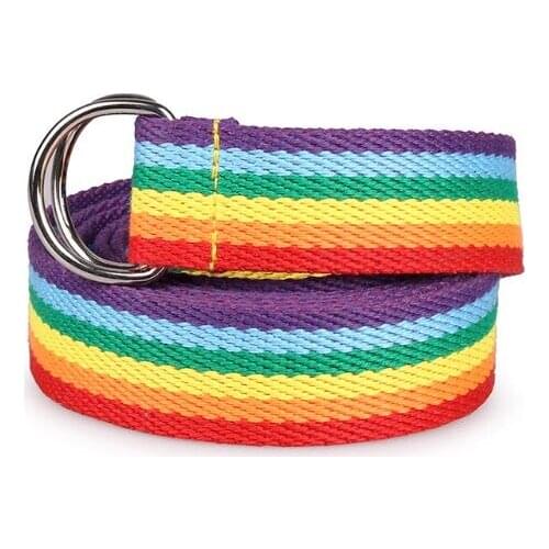 New Women Waistband Long Double Loop D-shaped Rainbow Color Straps Casual Wild Lady Students Decorative Belt 28GD