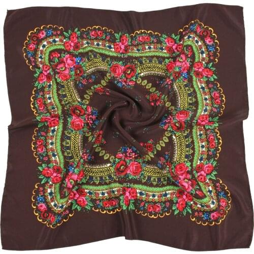 Ethnic Style Women Square Scarf Russian National Shawl Hijab Head Scarves Ladies Retro Floral Print Bandana Foulard Handkerchief