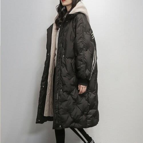 2021 Winter Women Down Jacket Korean Warm 90% White Duck Down Coat Loose Hooded Parkas Female Long Windproof Snow Outerwear